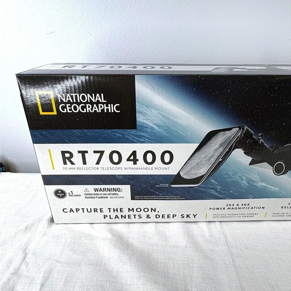 National Geographic RT70400 70mm Reflector Telescope Panhandle Mount White Black